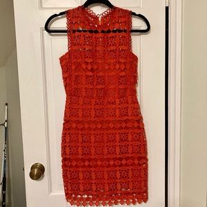 Lulus red thick crochet shift dress XS